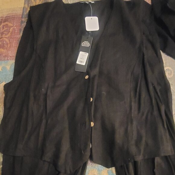 Black Linen Pants and vest set XL NWT - Picture 2 of 2